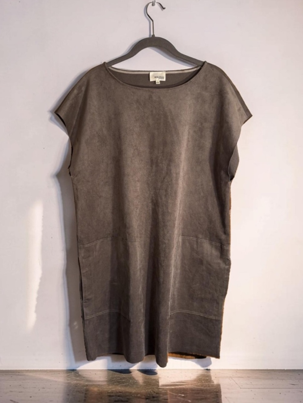 Aritzia Wilfred Free Charcoal Suede-Effect Scoop Neck Mini Dress
